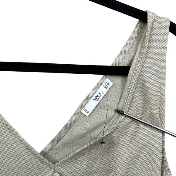 MNG Mango Womens Shift Dress‎ V Neck Button Detailing Sleeveless Beige Size XS - Picture 5 of 5